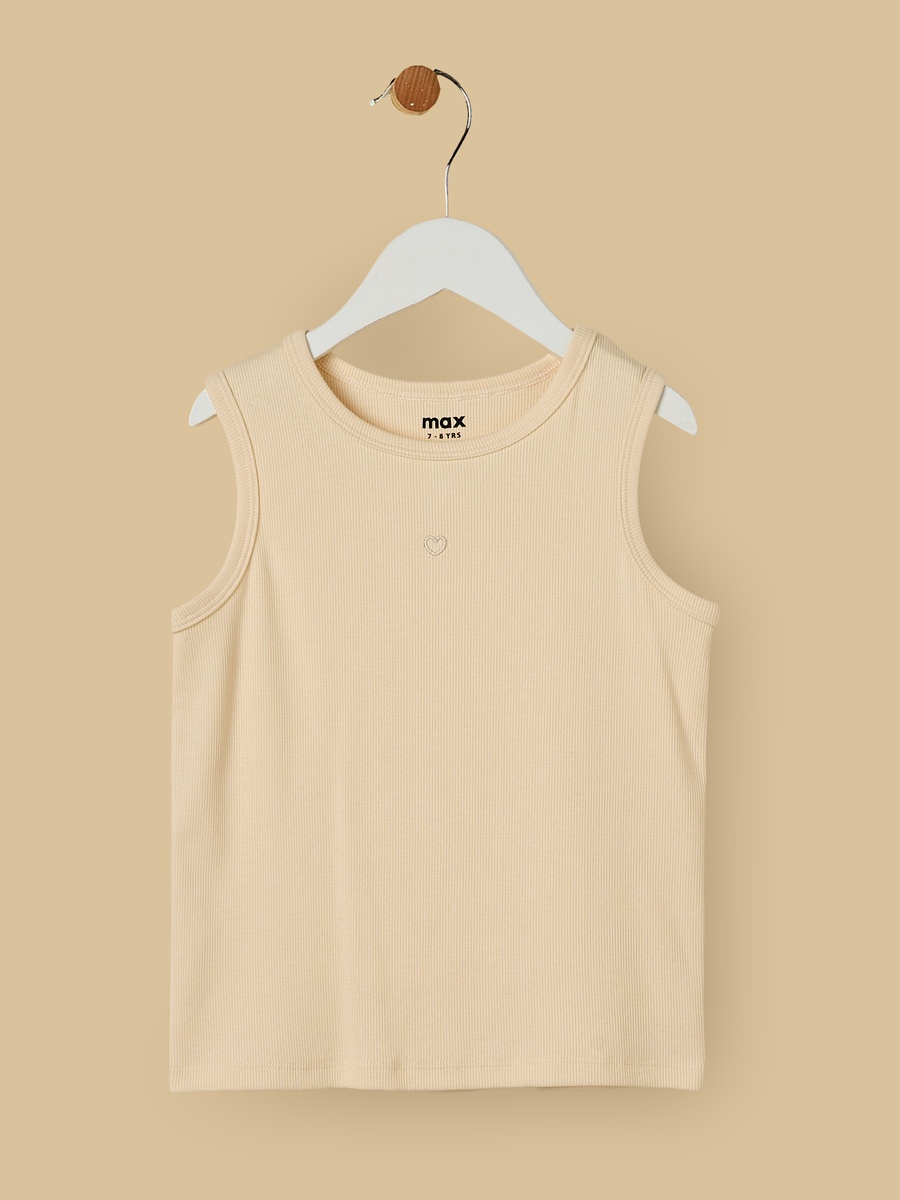 Pack of 2 - Heart Embroidered Ribbed Tank Top