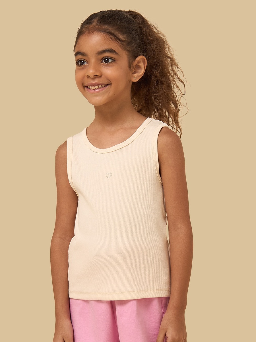 Pack of 2 - Heart Embroidered Ribbed Tank Top