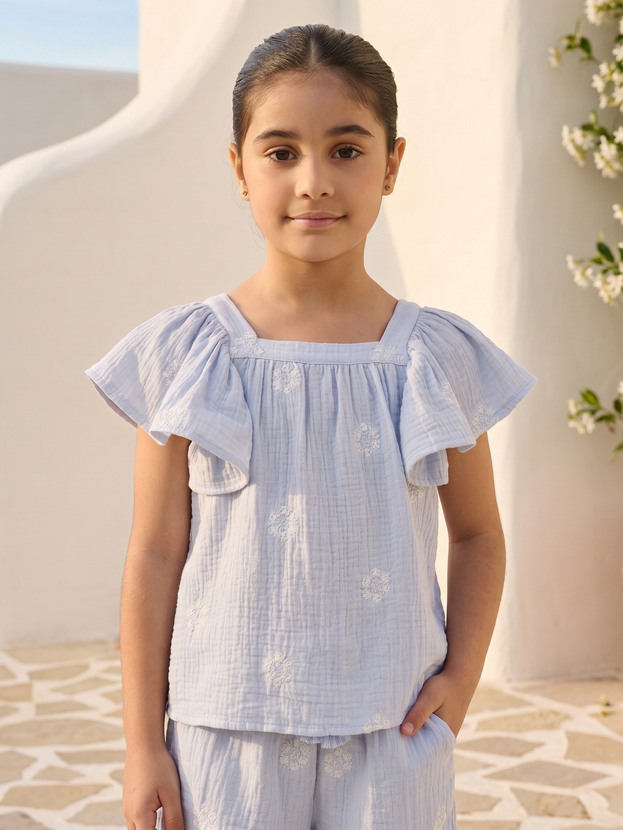 Embroidered Linen Blend Top