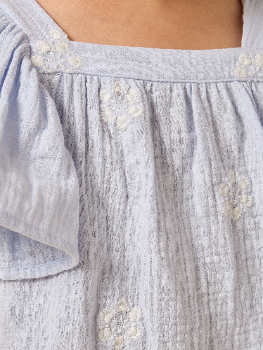 Embroidered Linen Blend Top