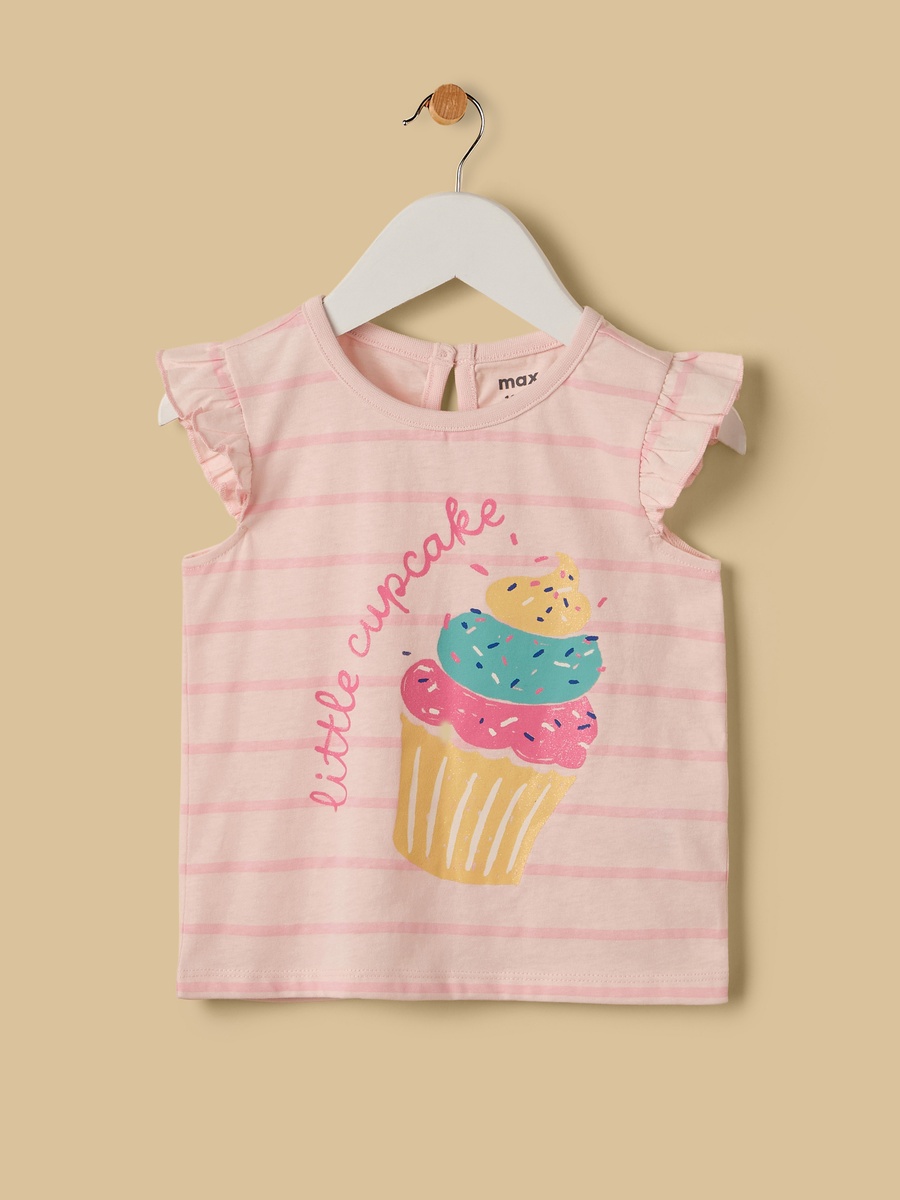 Cupcake Print Striped Top