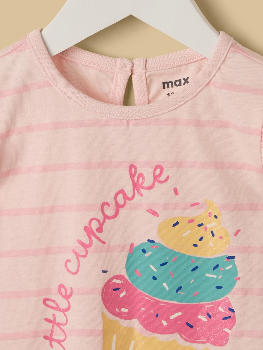 Cupcake Print Striped Top