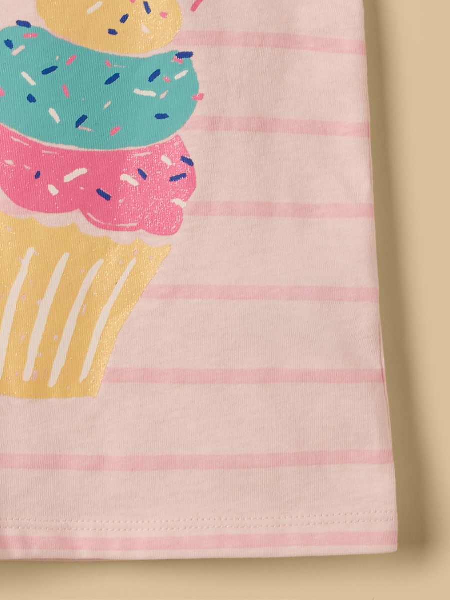 Cupcake Print Striped Top