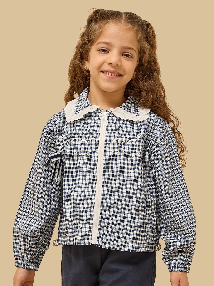 Checked Zip Through Cotton Top