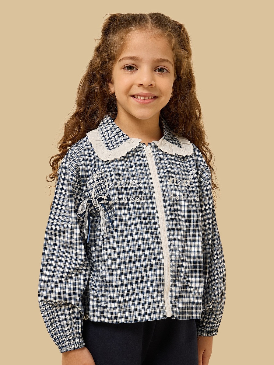 Checked Zip Through Cotton Top