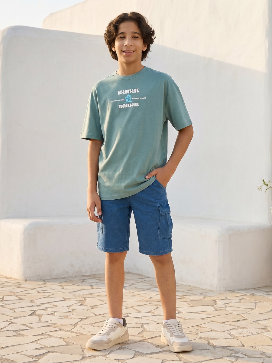 Hawaii Print Relaxed Fit Cotton T-Shirt