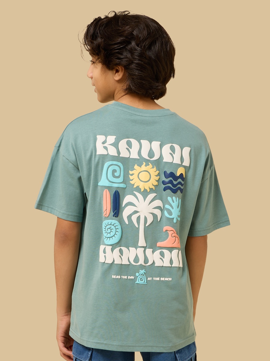 Hawaii Print Relaxed Fit Cotton T-Shirt