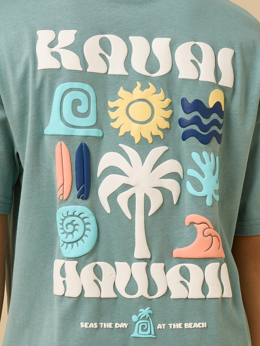 Hawaii Print Relaxed Fit Cotton T-Shirt