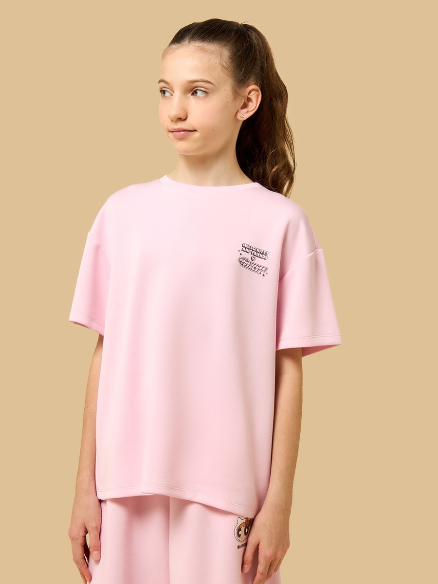 Hello Kitty and Powerpuff Girls Print Oversized T-Shirt