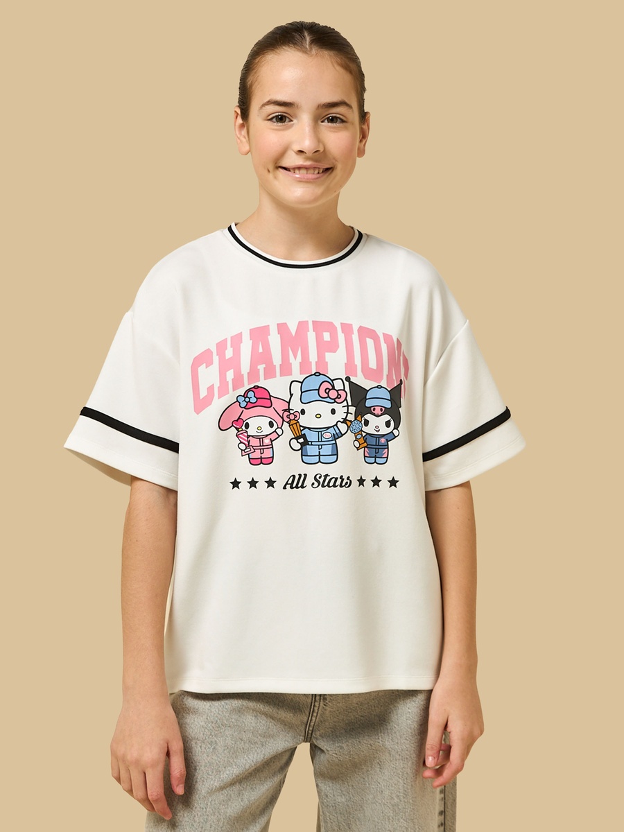 Hello Kitty and Friends Print Oversized Cotton T-Shirt
