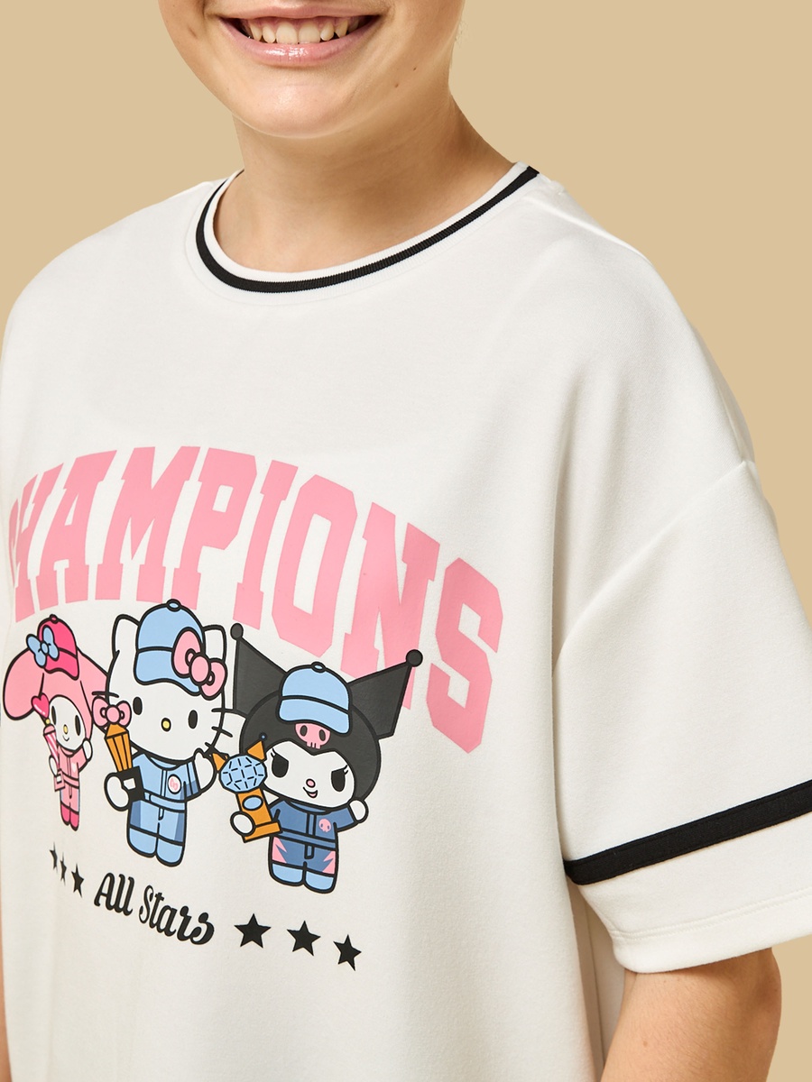 Hello Kitty and Friends Print Oversized Cotton T-Shirt
