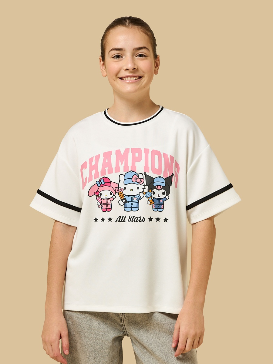 Hello Kitty and Friends Print Oversized Cotton T-Shirt