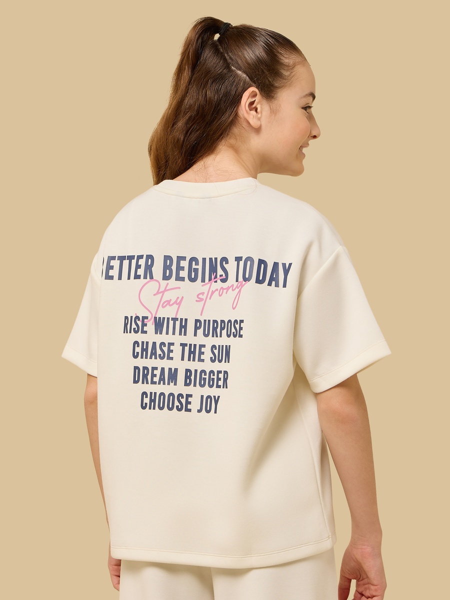 Slogan Print Oversized Cotton T-Shirt