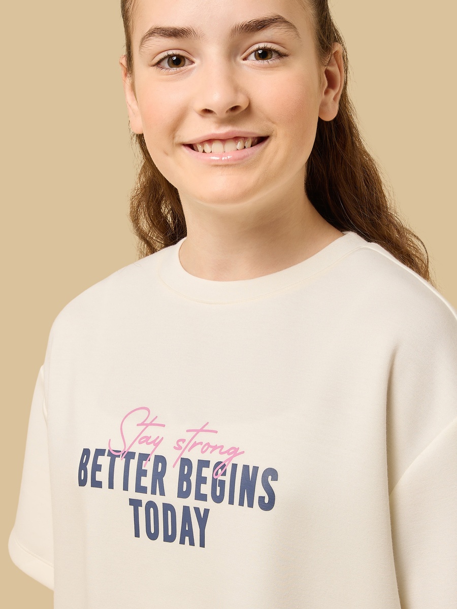 Slogan Print Oversized Cotton T-Shirt