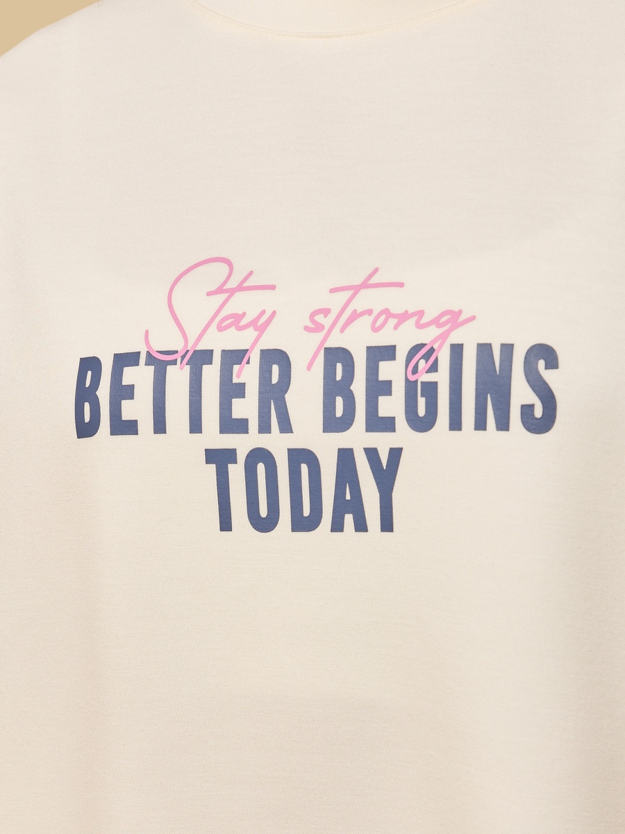 Slogan Print Oversized Cotton T-Shirt