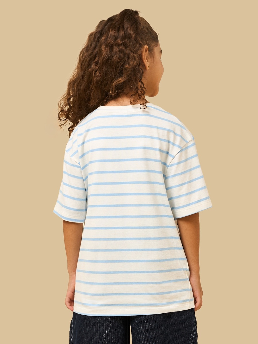 Hello Kitty and Friends Print Striped Oversized Cotton T-Shirt