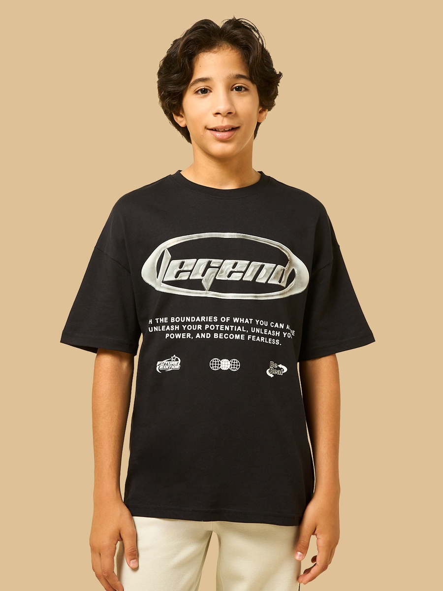 Slogan Print Cotton T-Shirt