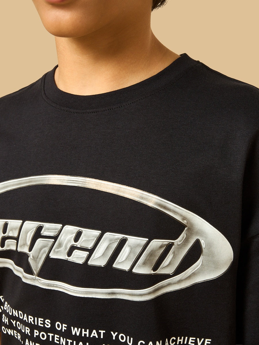 Slogan Print Cotton T-Shirt