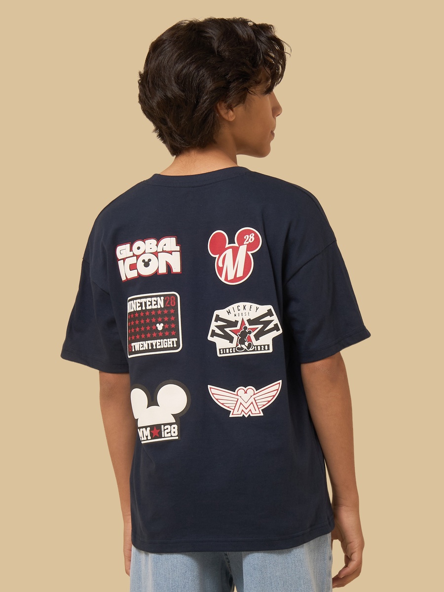 Mickey Mouse Embroidered T-Shirt with Piping
