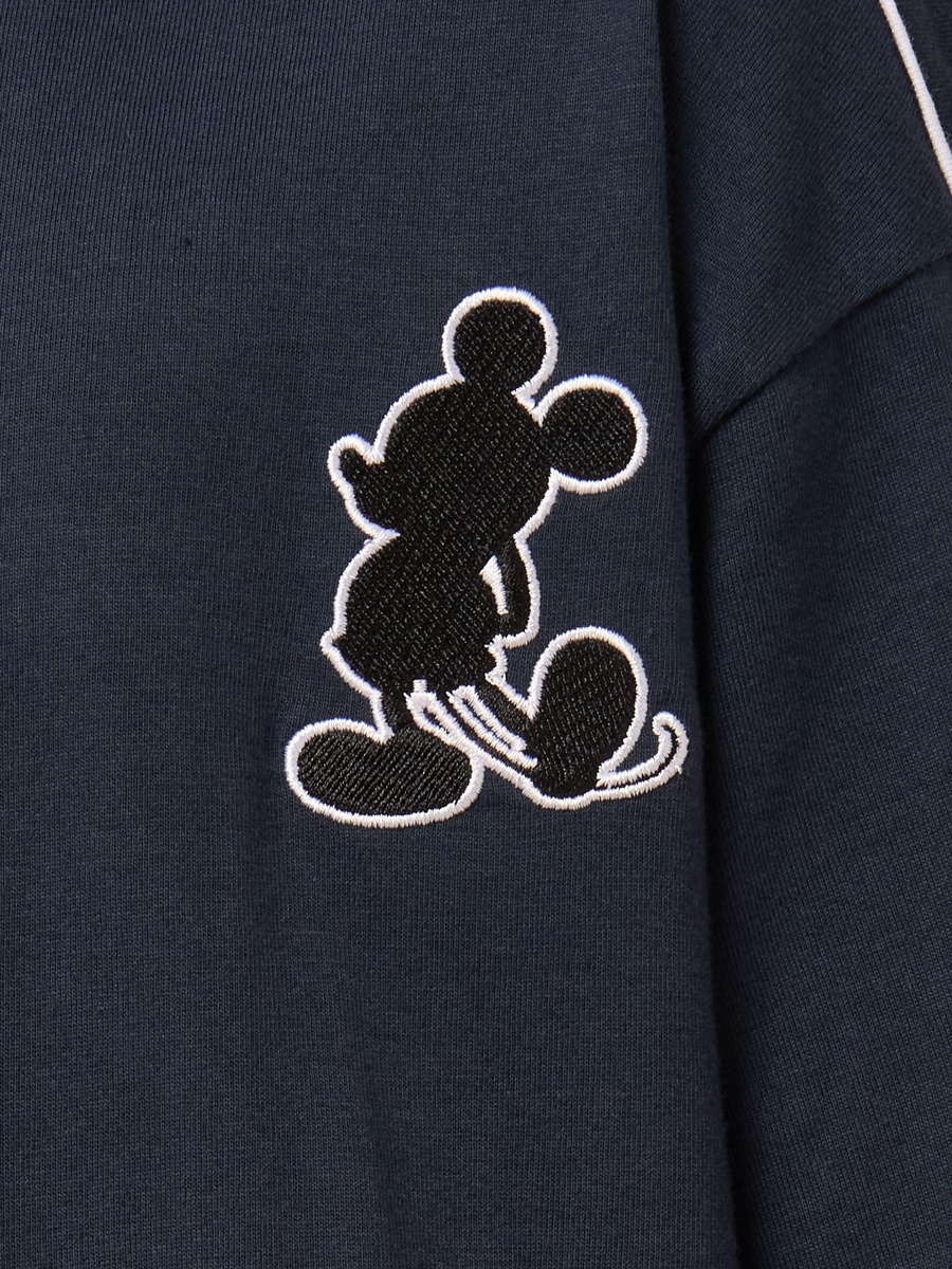 Mickey Mouse Embroidered T-Shirt with Piping
