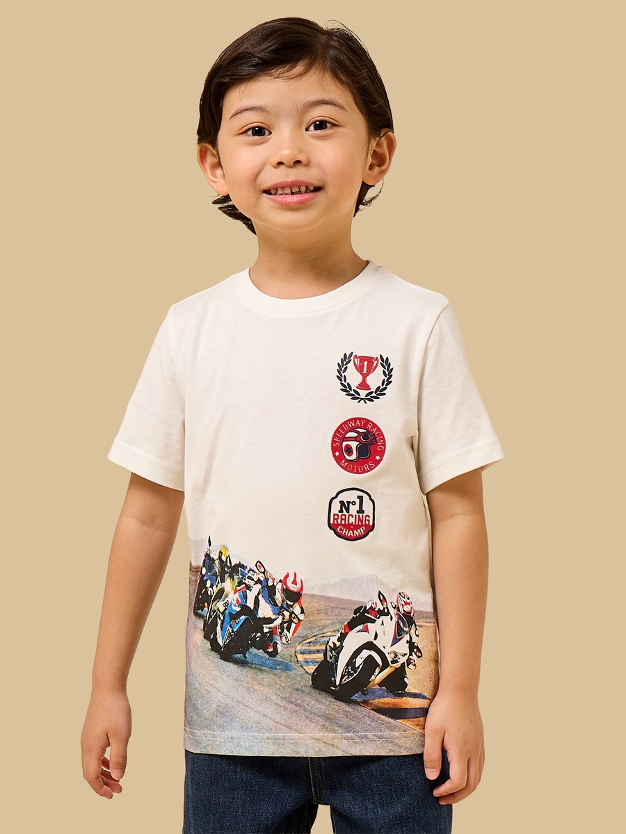 Bike Racing Print Cotton T-Shirt