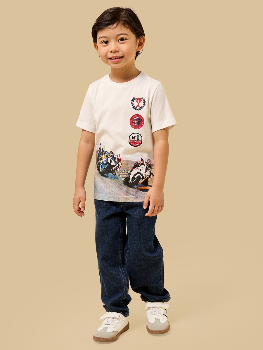 Bike Racing Print Cotton T-Shirt