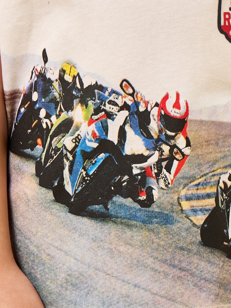 Bike Racing Print Cotton T-Shirt