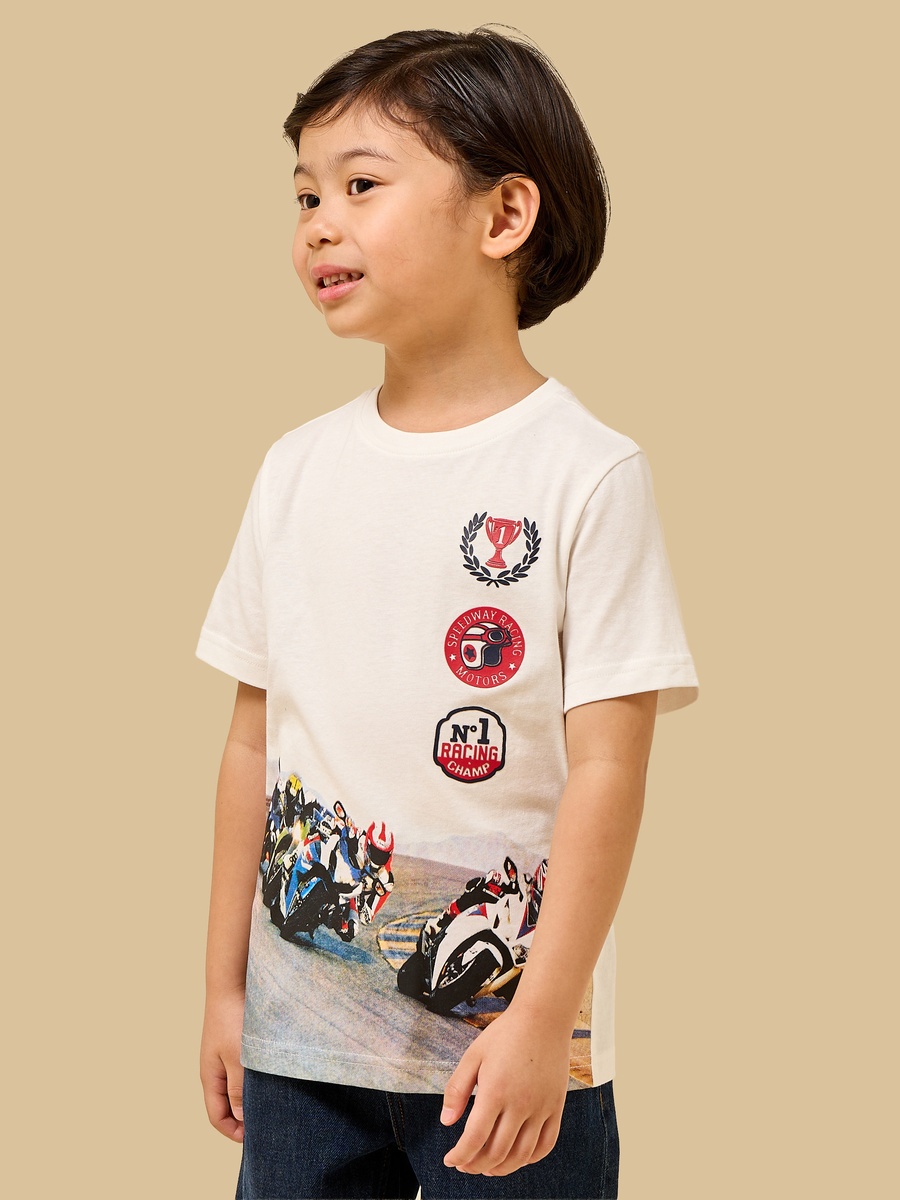 Bike Racing Print Cotton T-Shirt