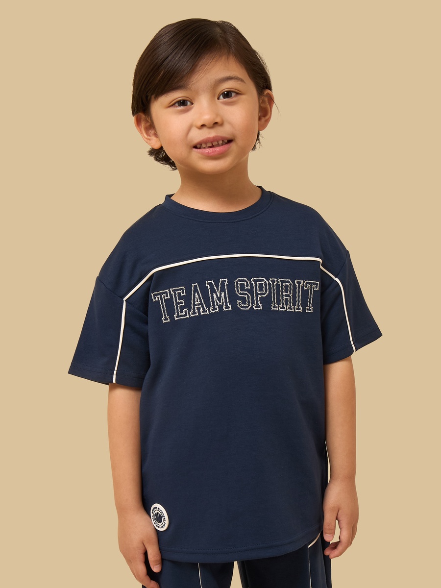 Slogan Embroidered Cotton T-Shirt