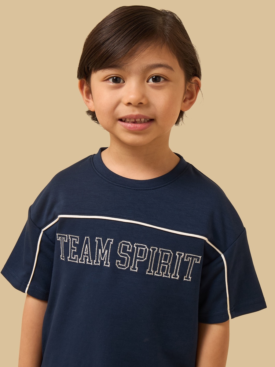 Slogan Embroidered Cotton T-Shirt
