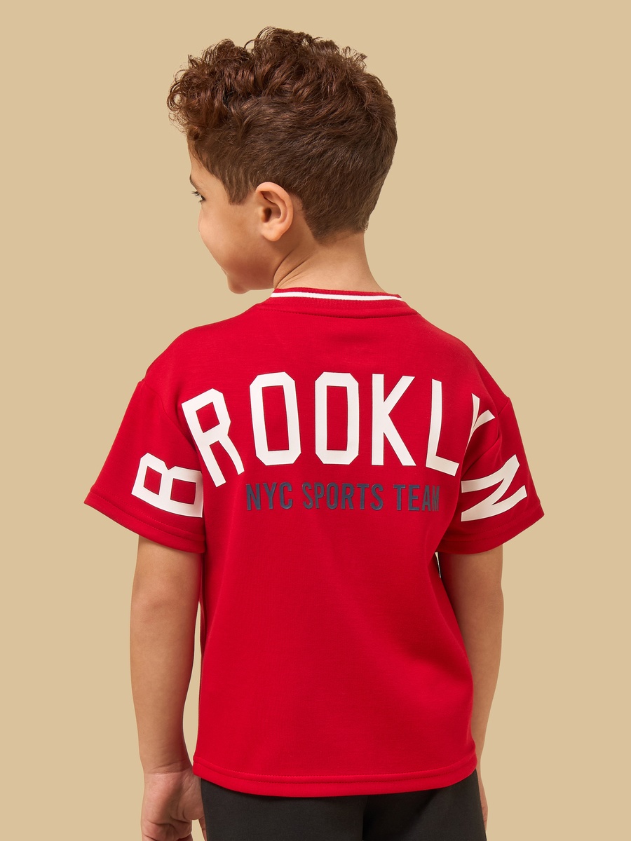 Brooklyn Print Cotton T-Shirt with V Neck
