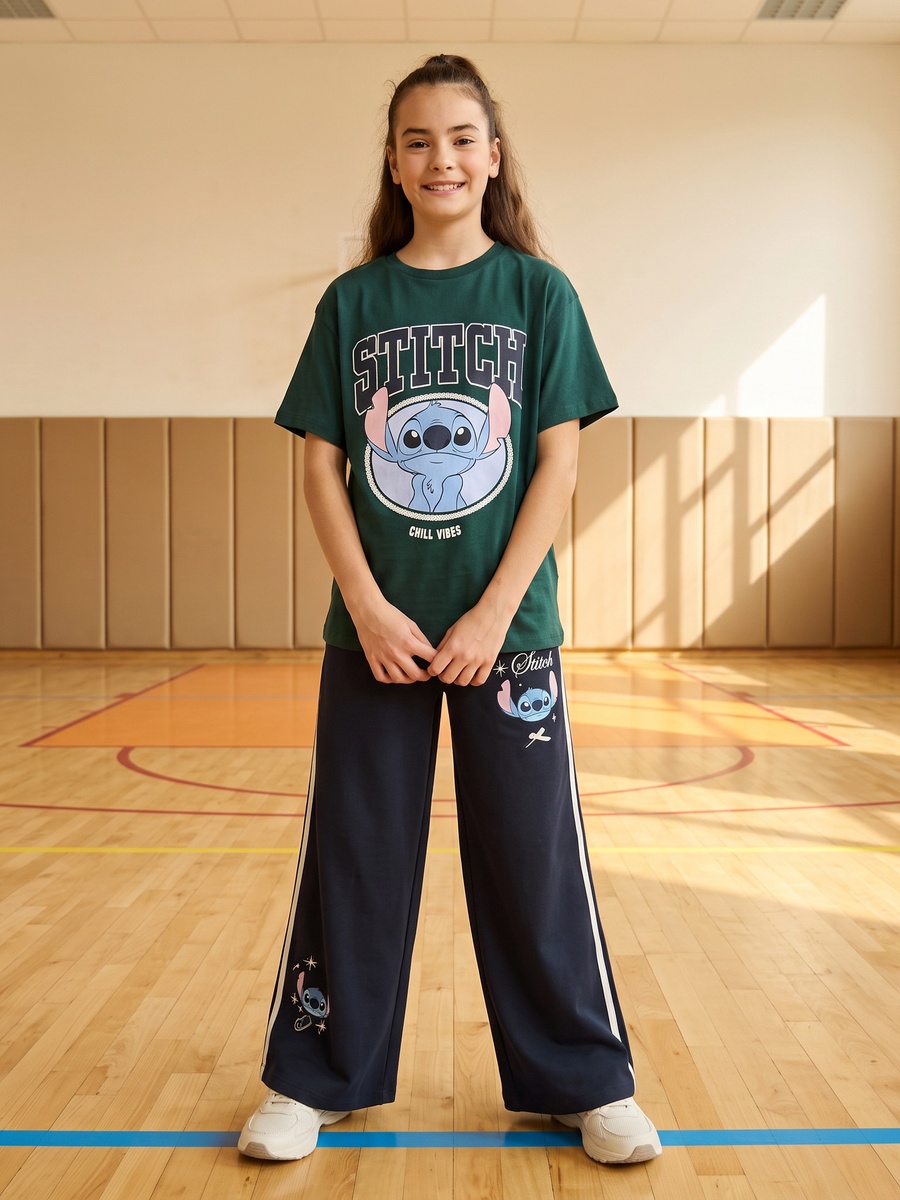 Stitch Print Oversized Cotton T-Shirt