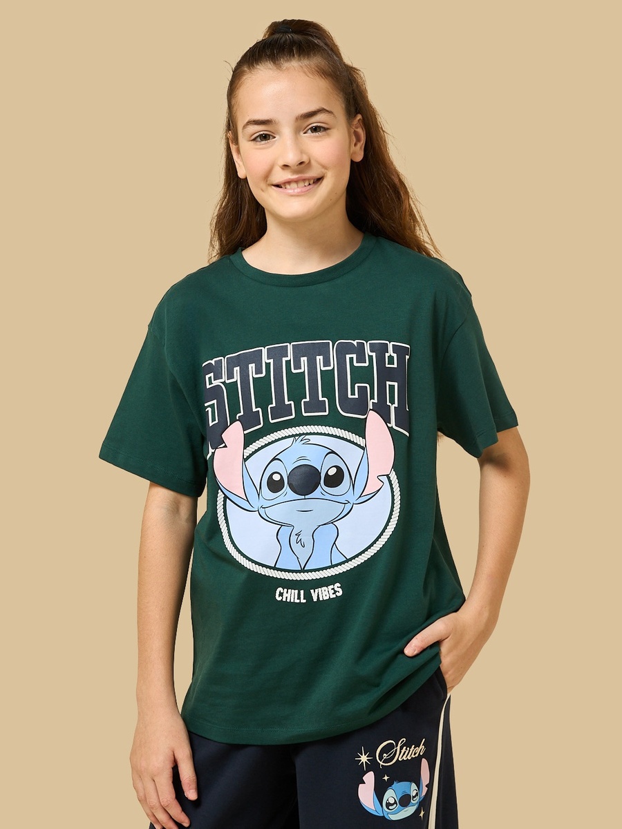 Stitch Print Oversized Cotton T-Shirt