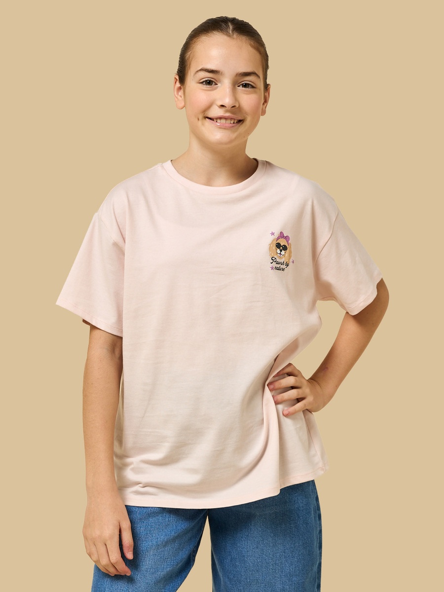 Dog Print Oversized Cotton T-Shirt