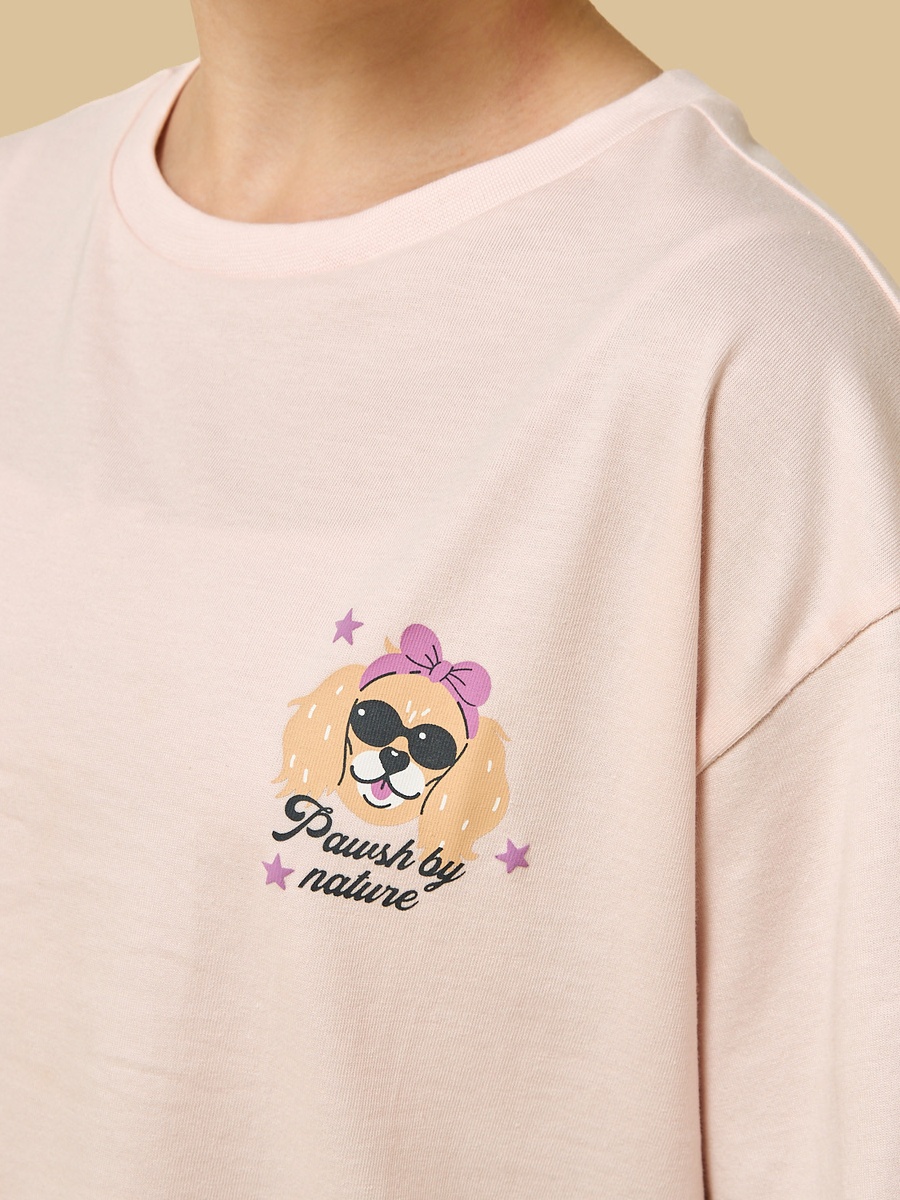 Dog Print Oversized Cotton T-Shirt