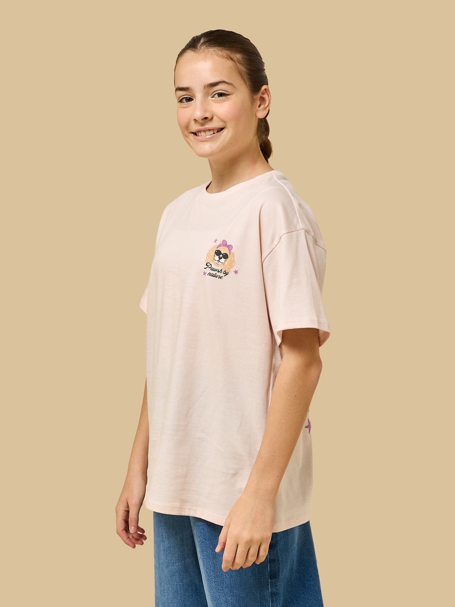 Dog Print Oversized Cotton T-Shirt