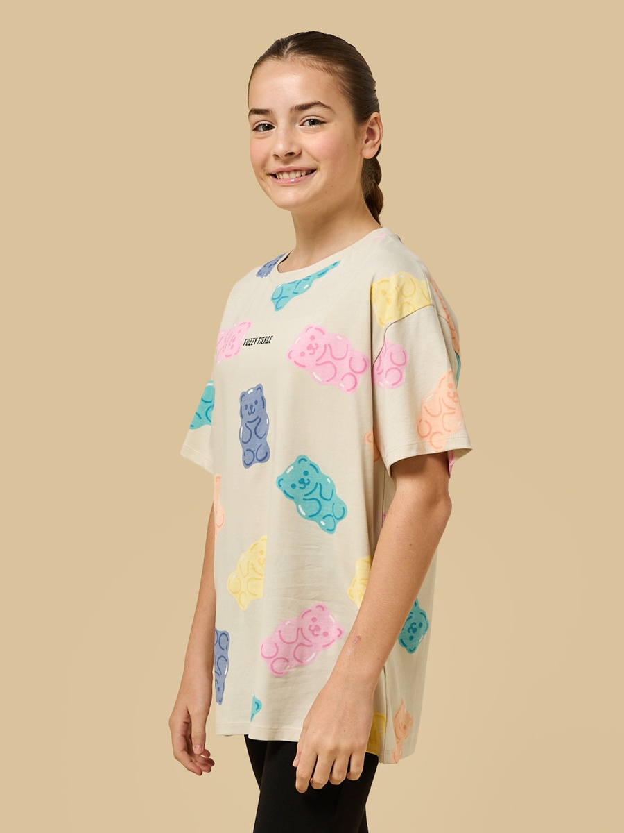 Gummy Bear Print Oversized Cotton T-Shirt