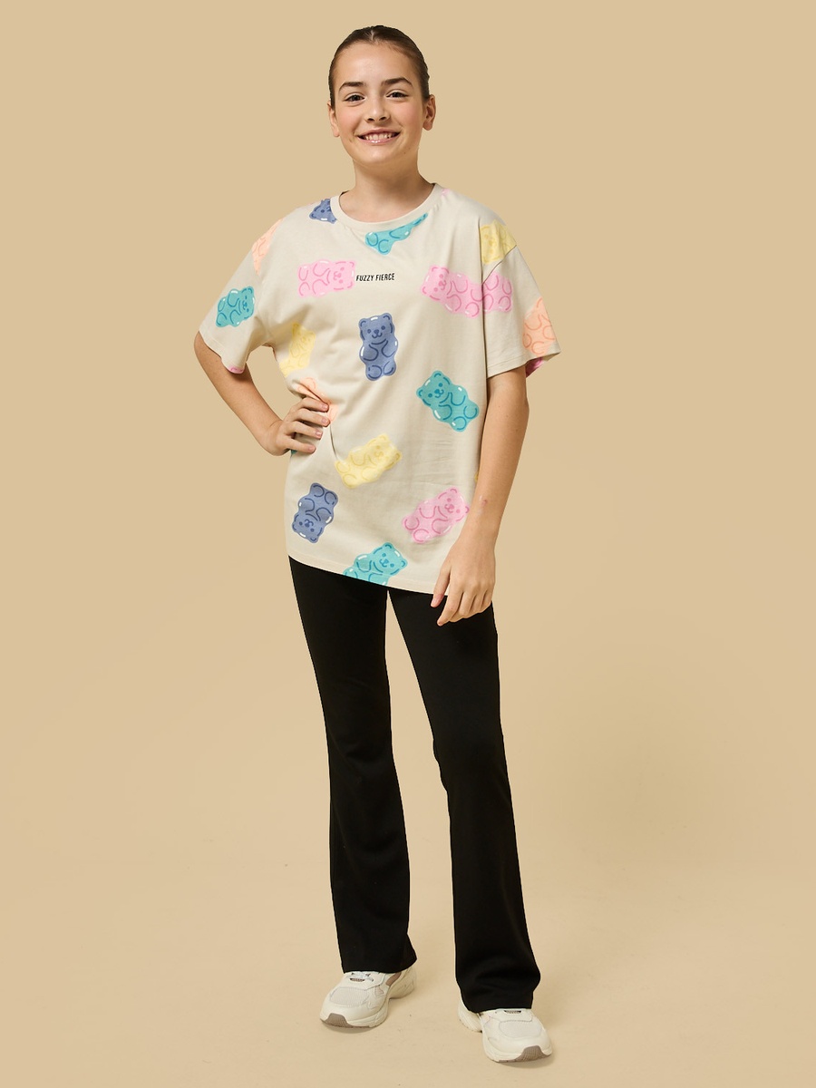 Gummy Bear Print Oversized Cotton T-Shirt