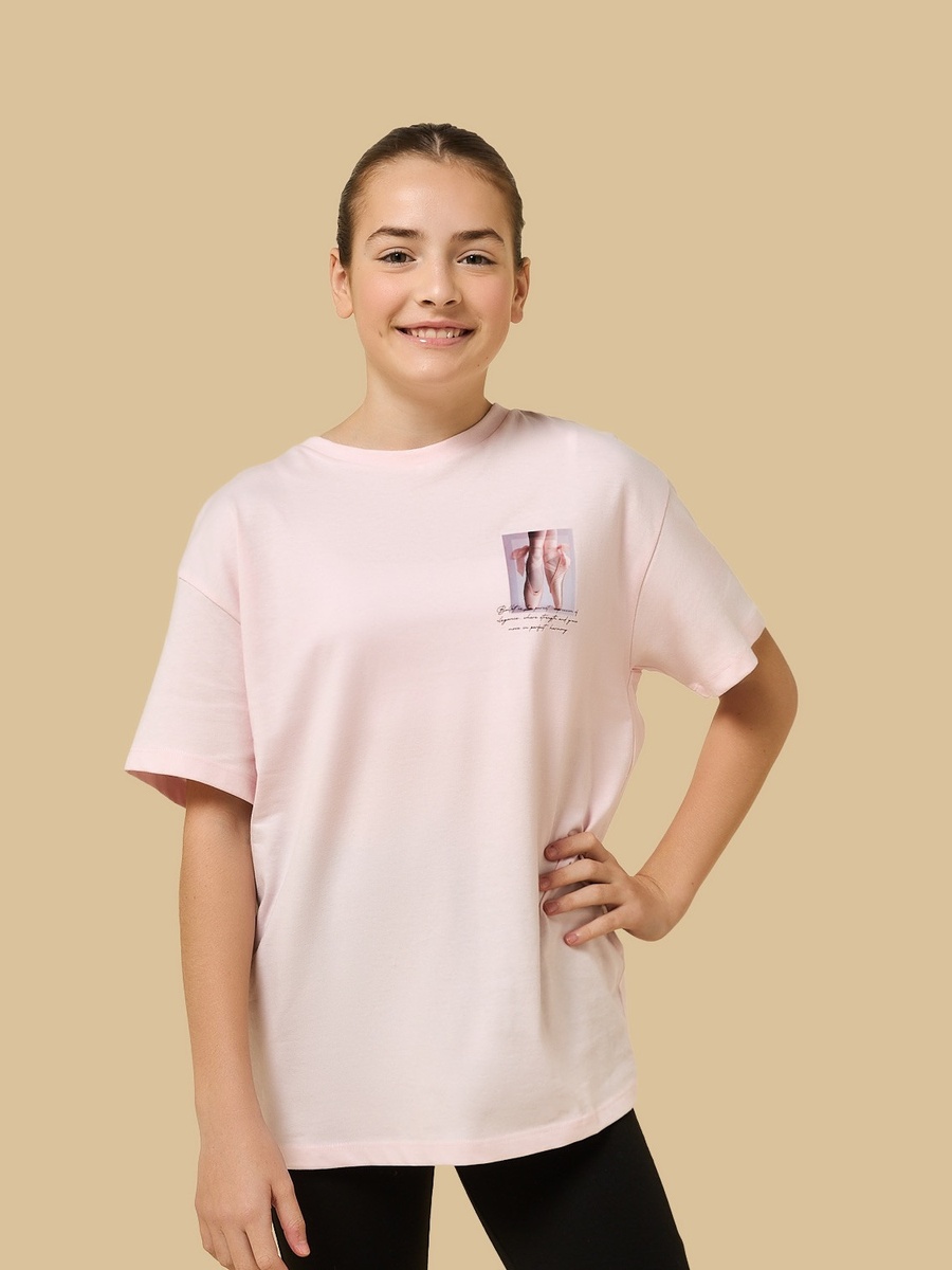 Ballerina Print Oversized Cotton T-Shirt