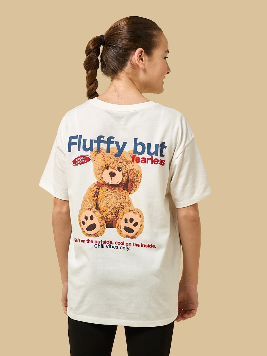 Teddy Bear Print Oversized Cotton T-Shirt