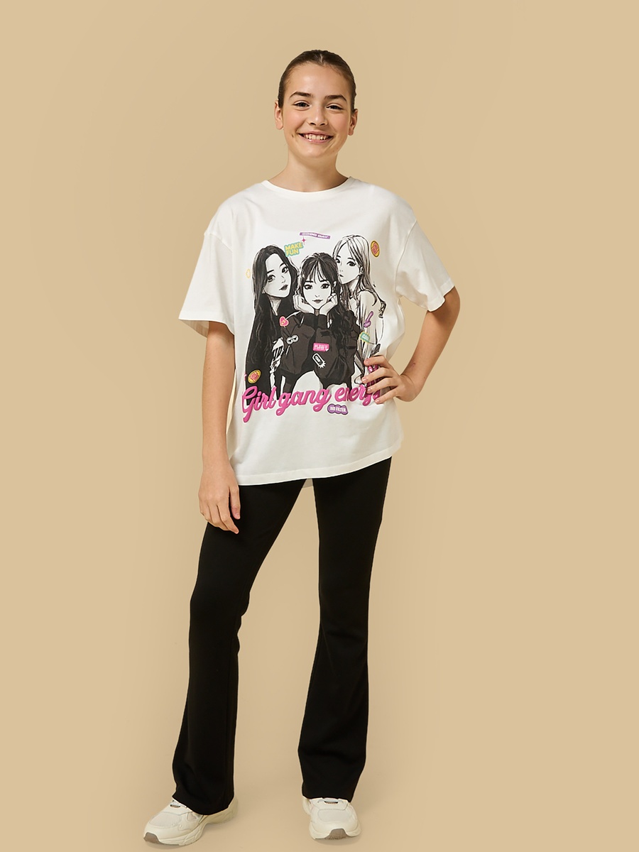 Anime Print Oversized Cotton T-Shirt
