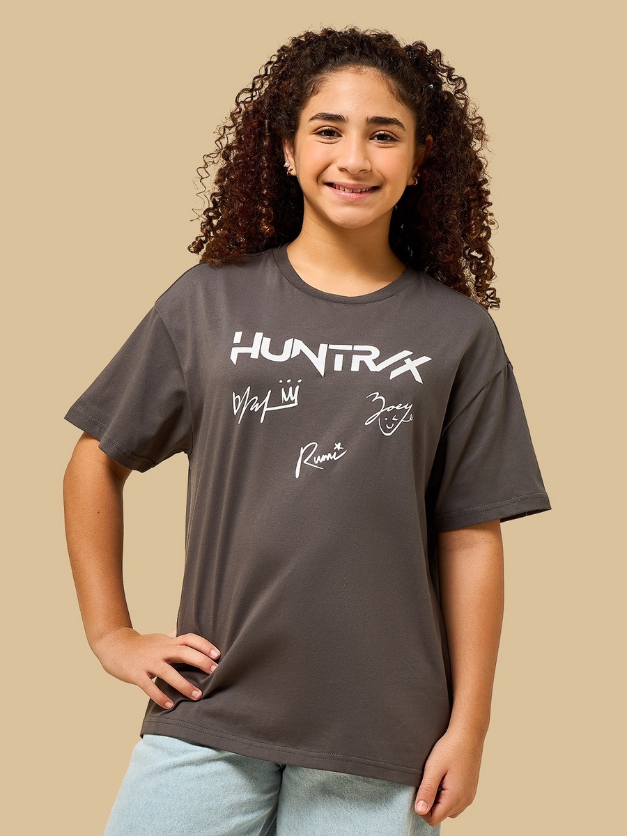 KPop Demon Hunters Print Oversized Cotton T-Shirt