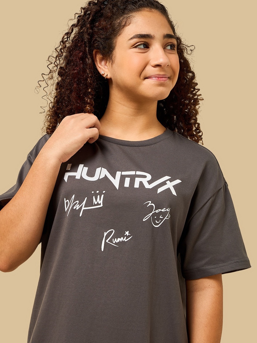 KPop Demon Hunters Print Oversized Cotton T-Shirt