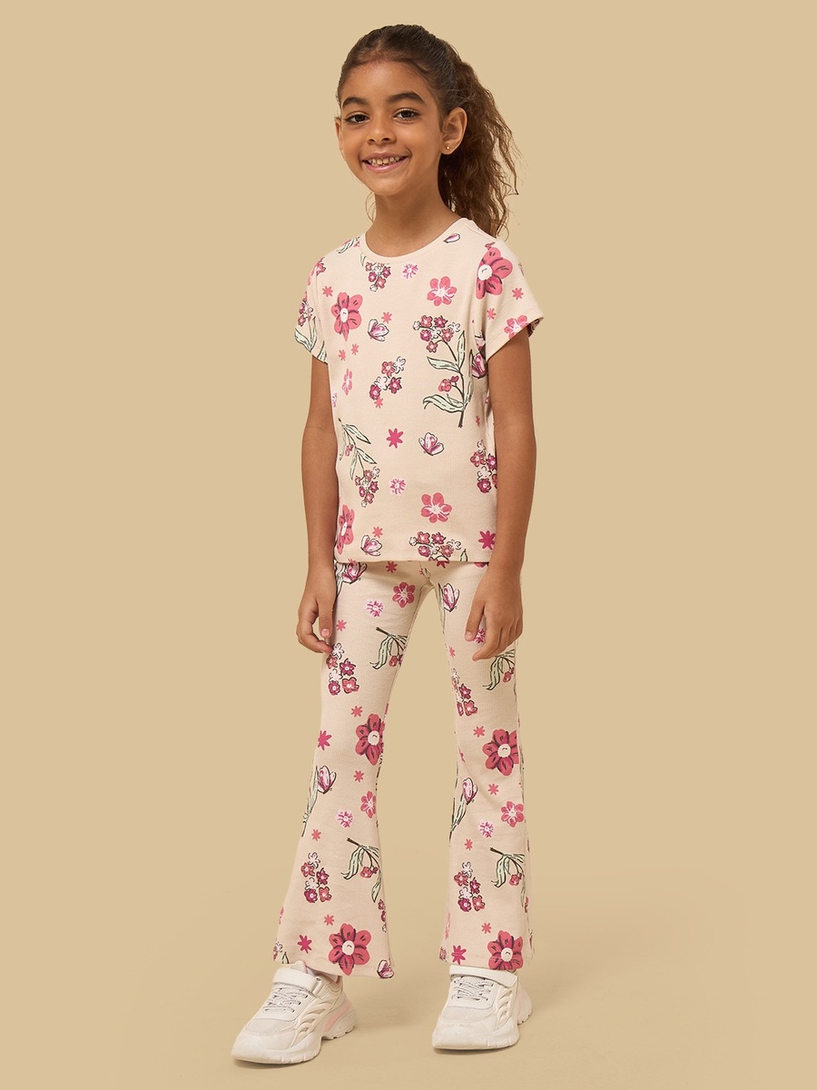 Floral Print Ribbed T-Shirt