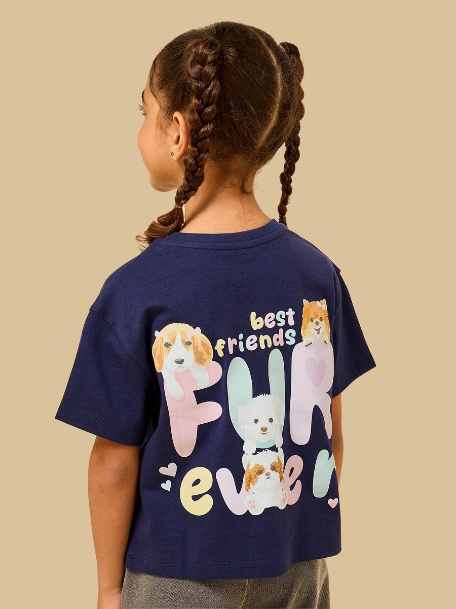 Puppy Print Cotton Boxy T-Shirt