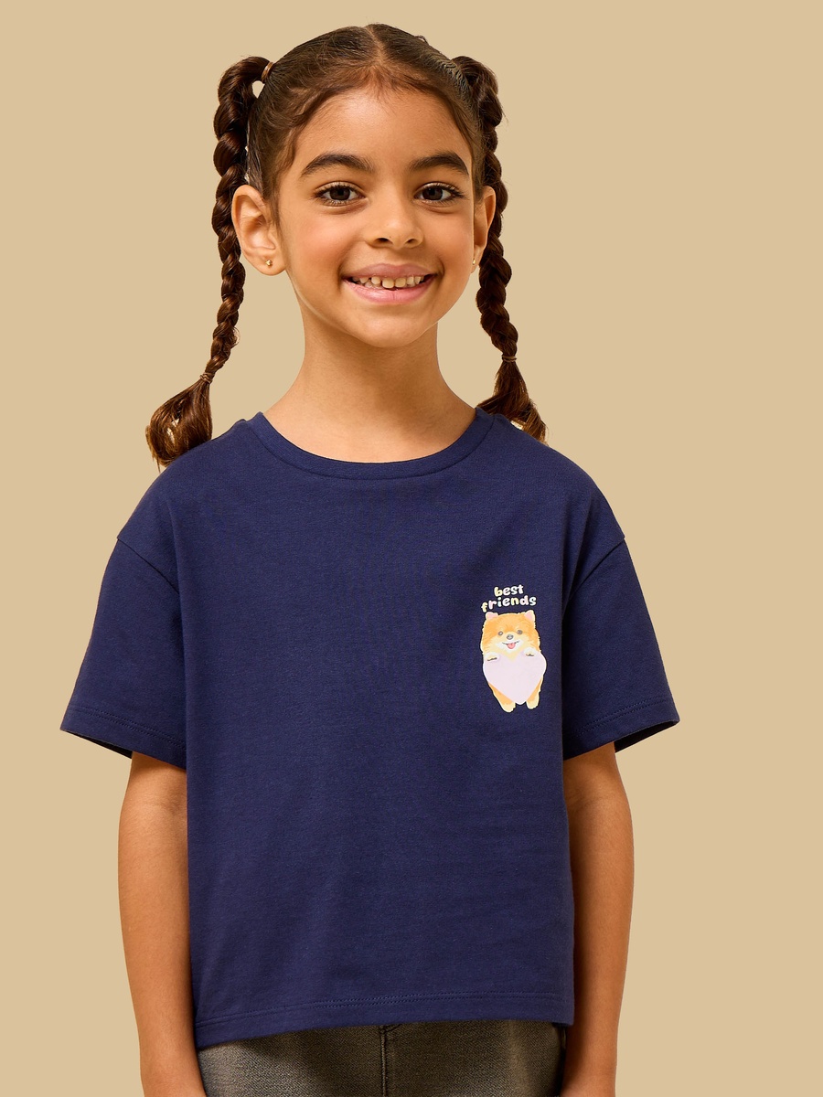 Puppy Print Cotton Boxy T-Shirt