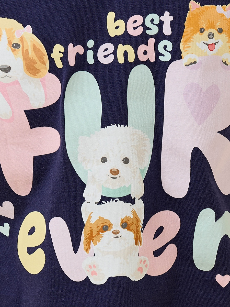 Puppy Print Cotton Boxy T-Shirt