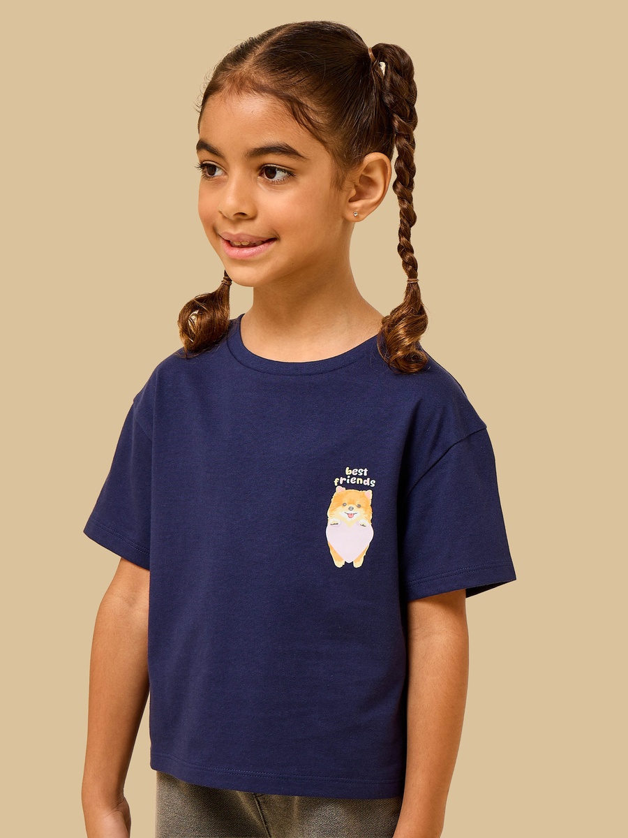 Puppy Print Cotton Boxy T-Shirt