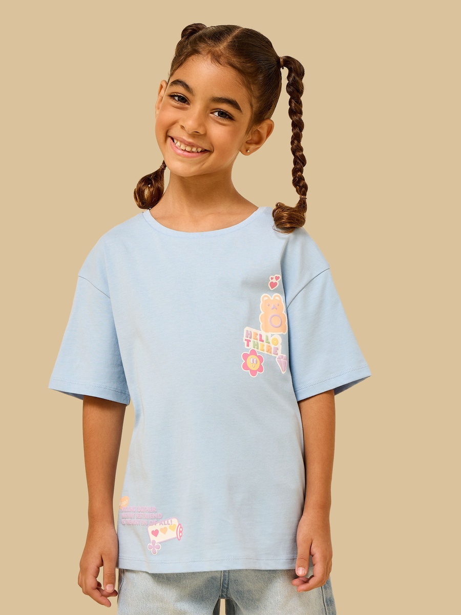 Slogan Embossed Cotton T-Shirt