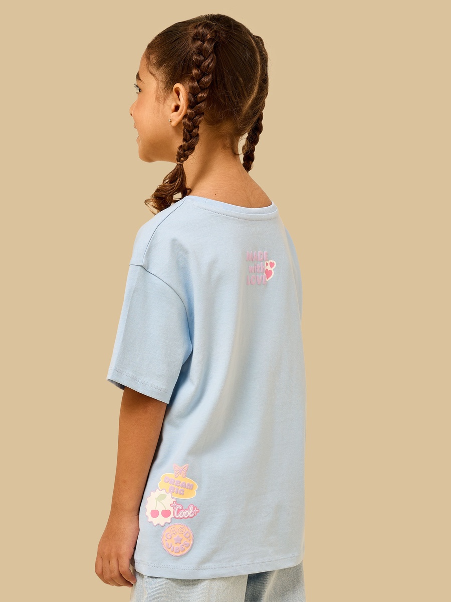 Slogan Embossed Cotton T-Shirt